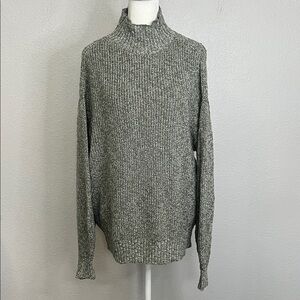 Aerie Mockneck Cotton Sweater Marled Green Size Medium NWT